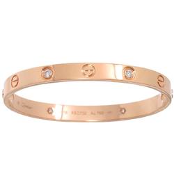 Cartier Love Bracelet #16 Half Diamond 4P K18 PG Pink Gold 750 Bangle