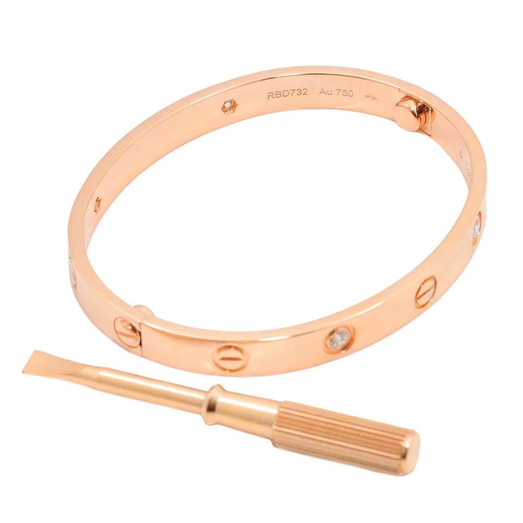 Cartier Love Bracelet #16 Half Diamond 4P K18 PG Pink Gold 750 Bangle