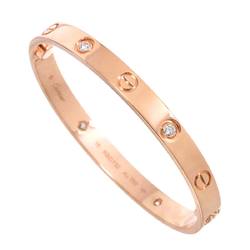 Cartier Love Bracelet #16 Half Diamond 4P K18 PG Pink Gold 750 Bangle