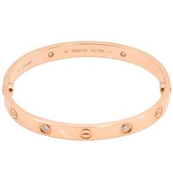 Cartier Love Bracelet #16 Half Diamond 4P K18 PG Pink Gold 750 Bangle