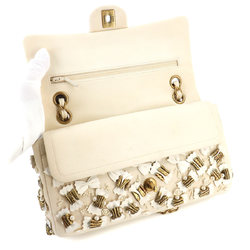 Chanel CHANEL Metiers d'Art Collection Chain Shoulder Bag Cotton Jersey Beads Ivory Ribbon