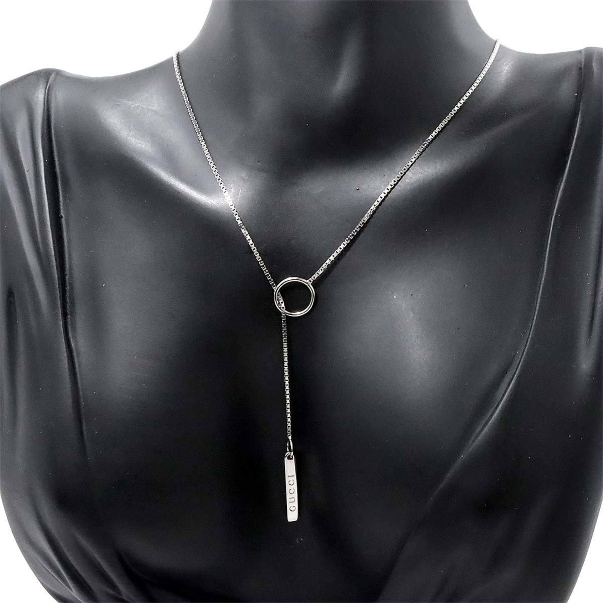 Gucci Lariat Necklace 54cm K18 WG White Gold 750