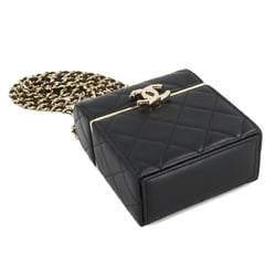 CHANEL Matelasse Box Chain Shoulder Bag Leather Black AP2656 Gold Hardware