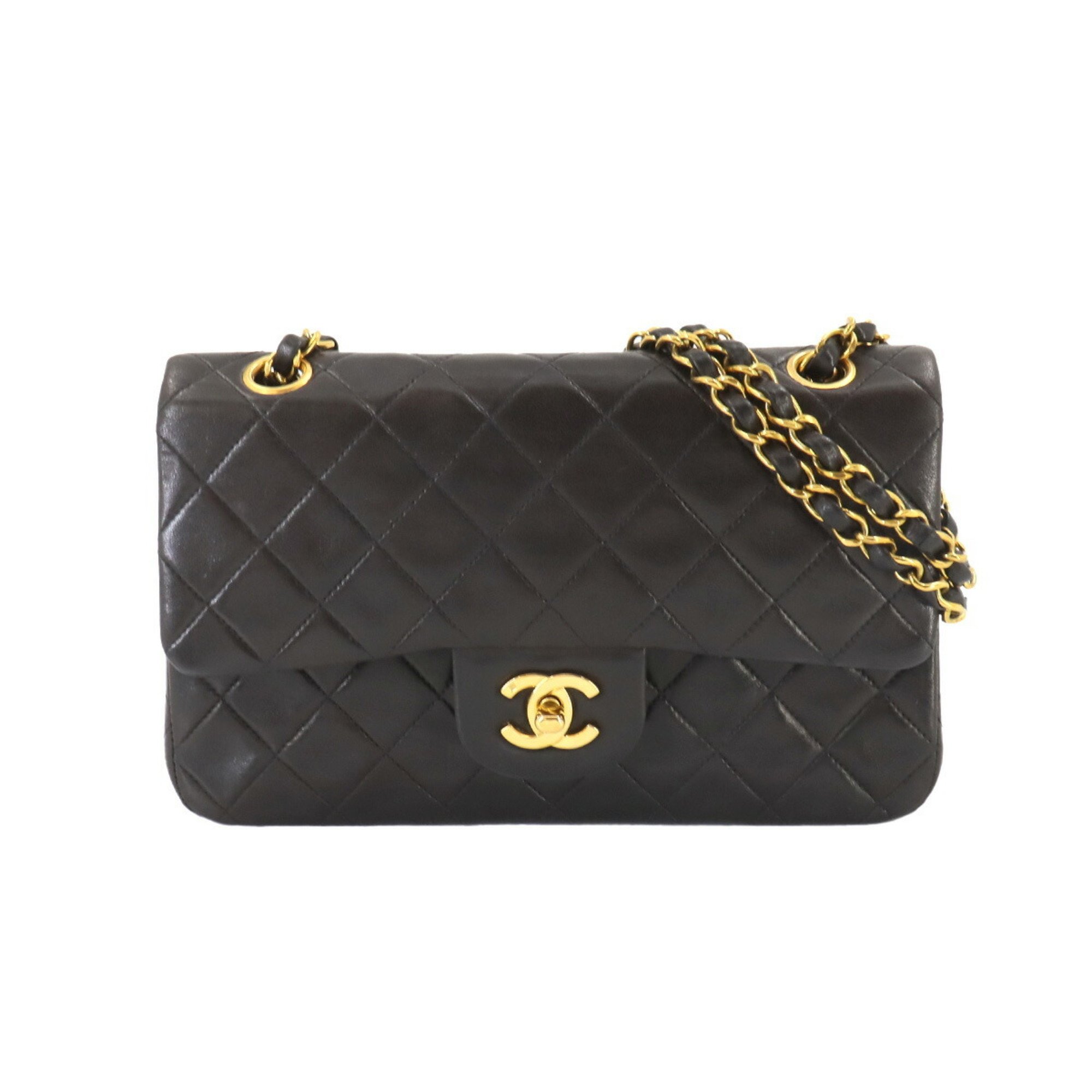 CHANEL Matelasse 23 Chain Shoulder Bag Leather Black A01113 Gold Hardware