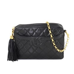 CHANEL Matelasse Bijou Chain Shoulder Bag Leather Black Gold Metal Fittings