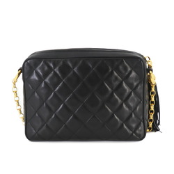 CHANEL Matelasse Bijou Chain Shoulder Bag Leather Black Gold Metal Fittings