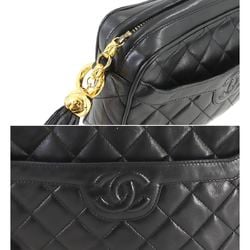 CHANEL Matelasse Bijou Chain Shoulder Bag Leather Black Gold Metal Fittings