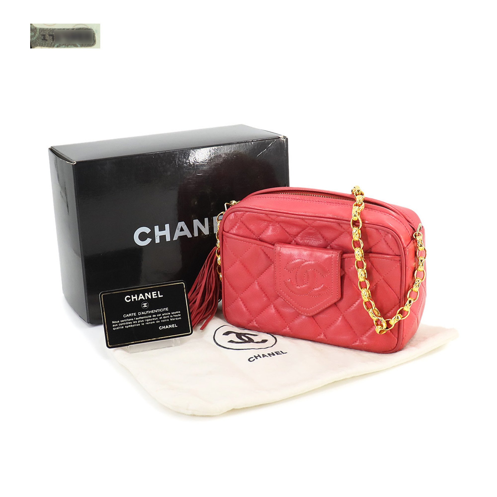 CHANEL Matelasse Bijou Chain Shoulder Bag Leather Pink Gold Metal Fittings