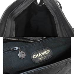 CHANEL Matelasse Caviar Skin Leather Black Tortoise Shell Plastic Handle Tote Bag