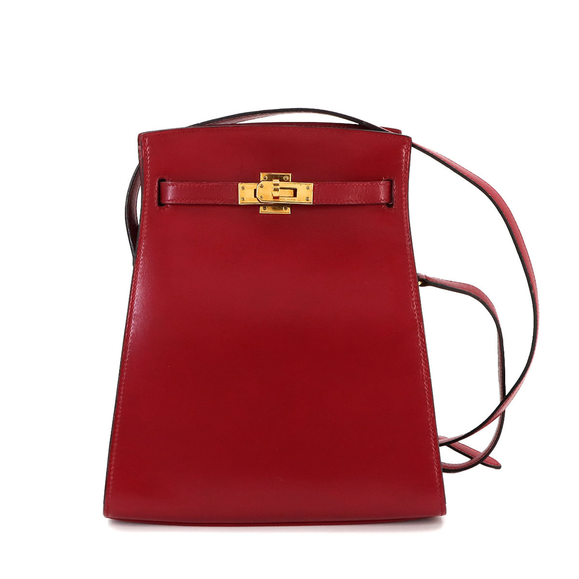 Hermes Kelly Sport PM Shoulder Bag Box Calf Rouge vif Gold Hardware 〇Q Stamp