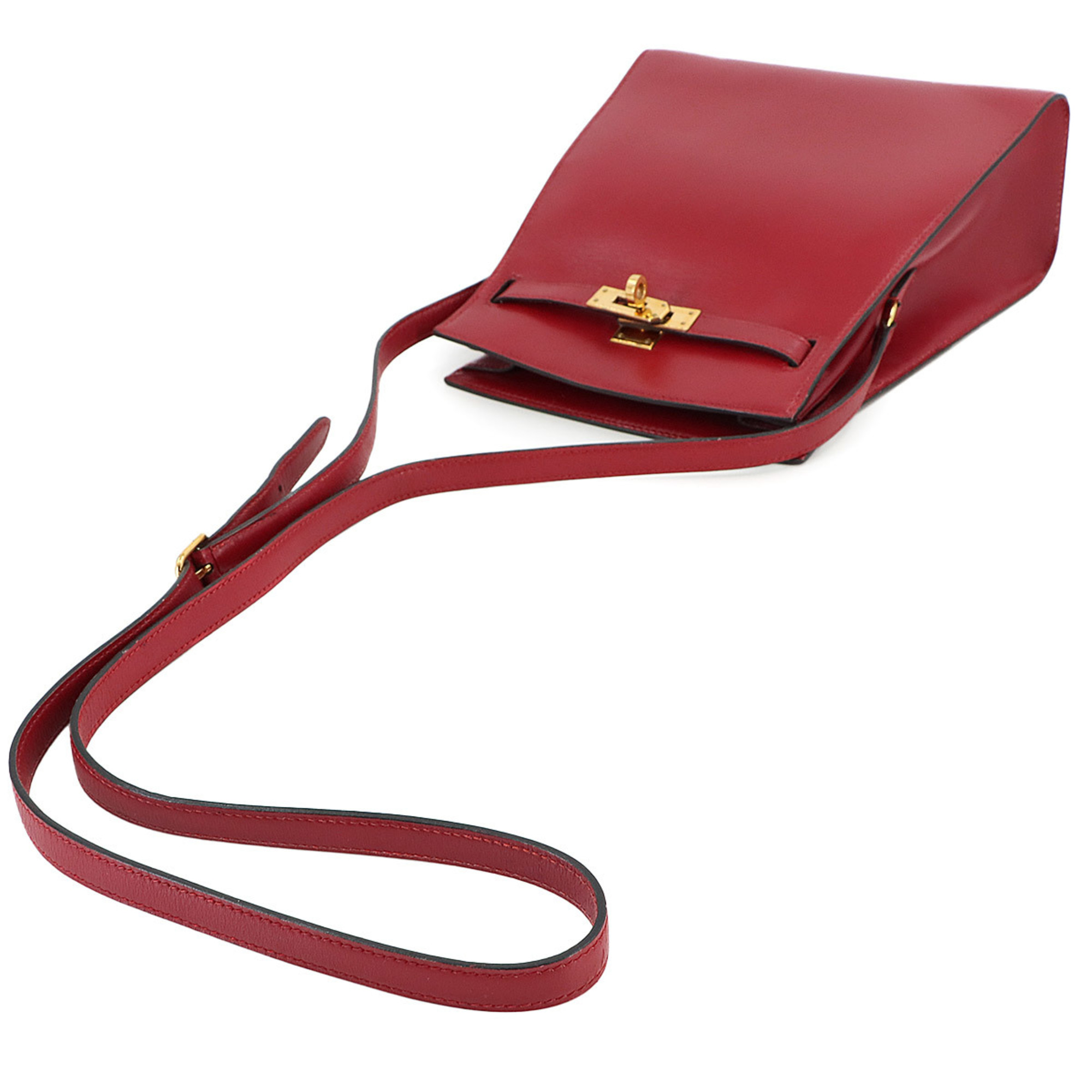 Hermes Kelly Sport PM Shoulder Bag Box Calf Rouge vif Gold Hardware 〇Q Stamp