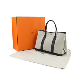 Hermes HERMES Garden 36 PM Toile H Leather Gray Black □N Stamp Party