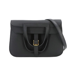 Hermes HERMES Halzan 25 5way hand shoulder bag Taurillon Clemence black U stamp gold hardware