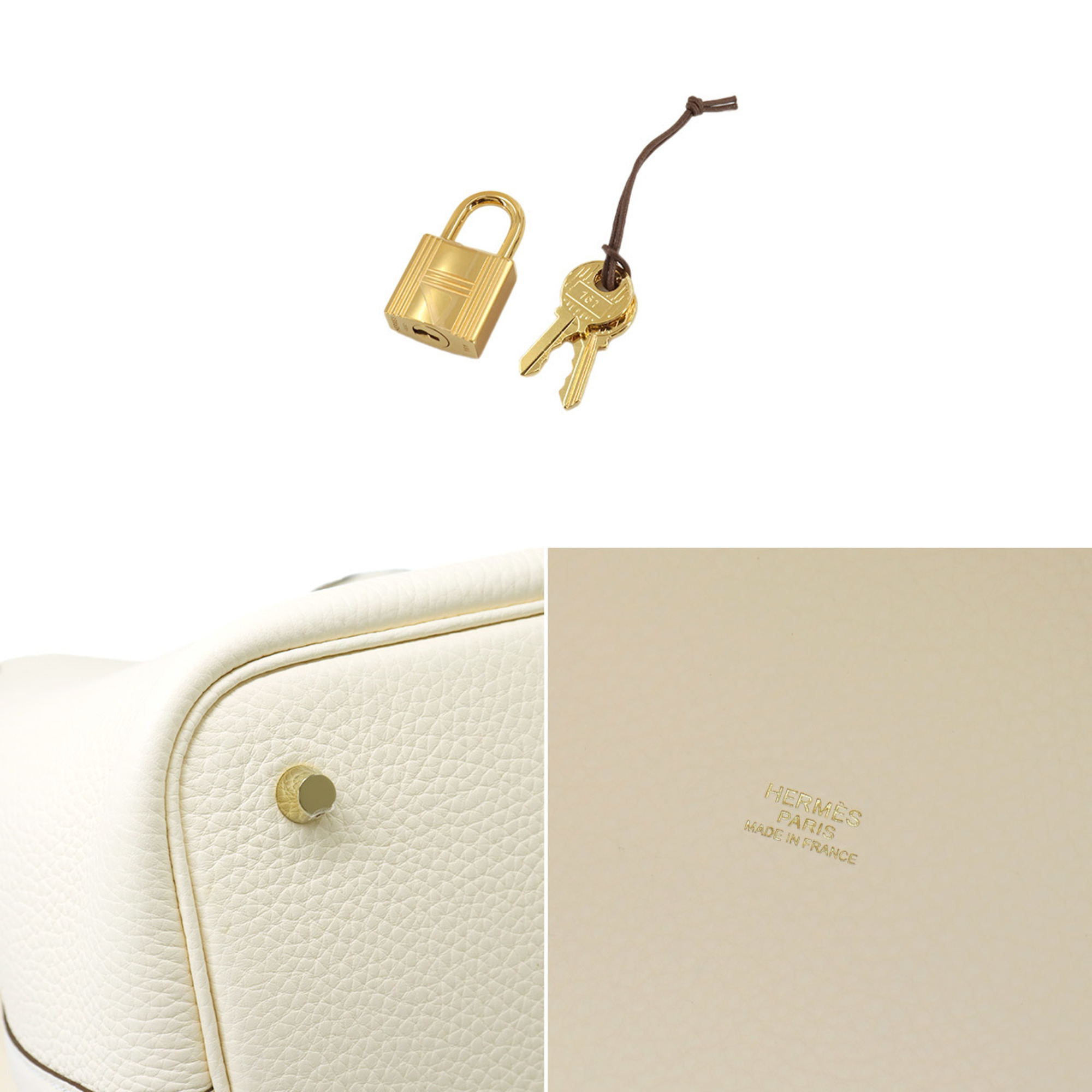 Hermes Picotin Lock MM Handbag Taurillon Clemence Nata B stamp Gold hardware