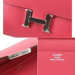 Hermes Constance Long Bi-fold Wallet Tadelakt Rose Lipstick C Stamp Silver Hardware