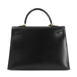 Hermes Kelly 35 handbag, box calf, black, F stamp, gold hardware, outside stitching,