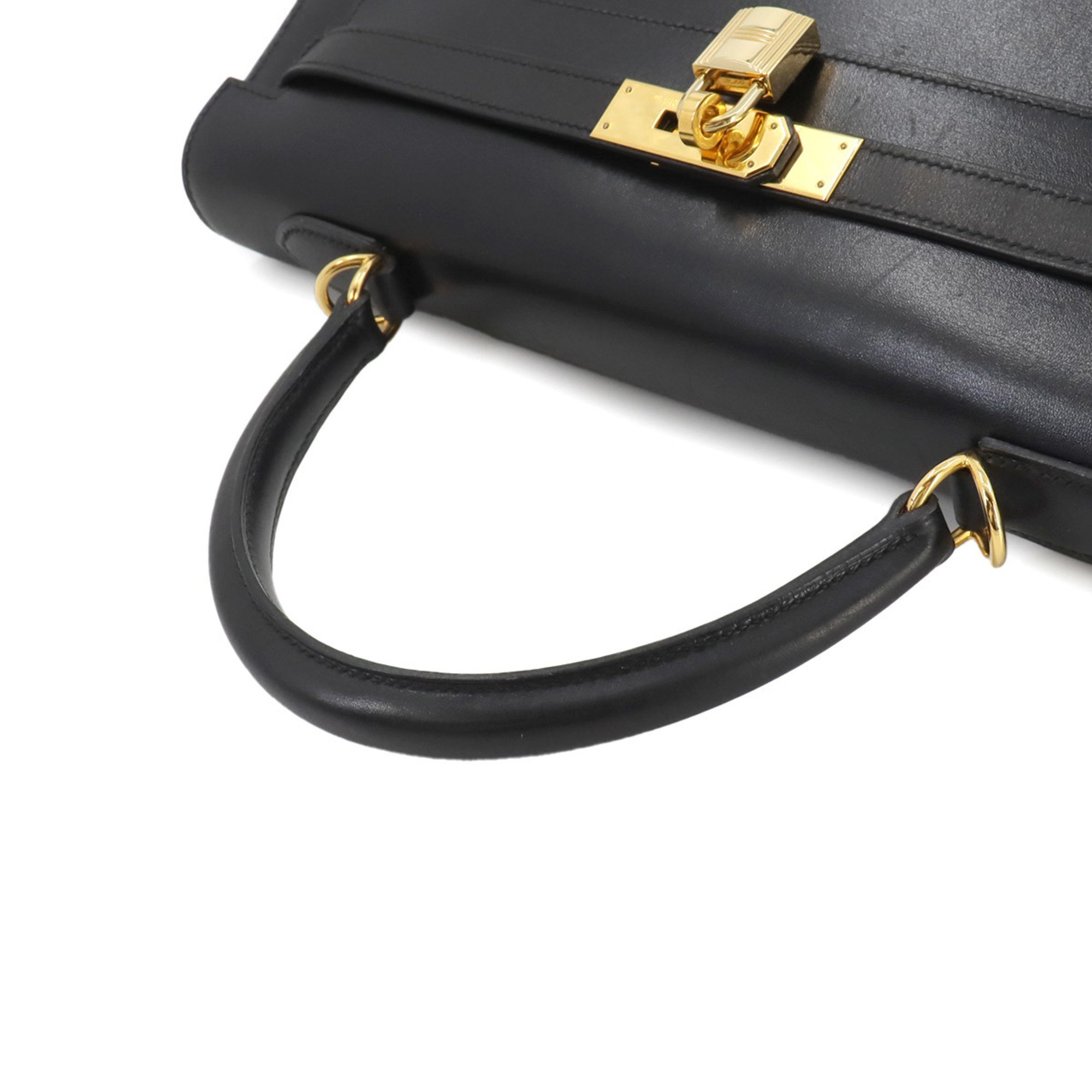 Hermes Kelly 35 handbag, box calf, black, F stamp, gold hardware, outside stitching,