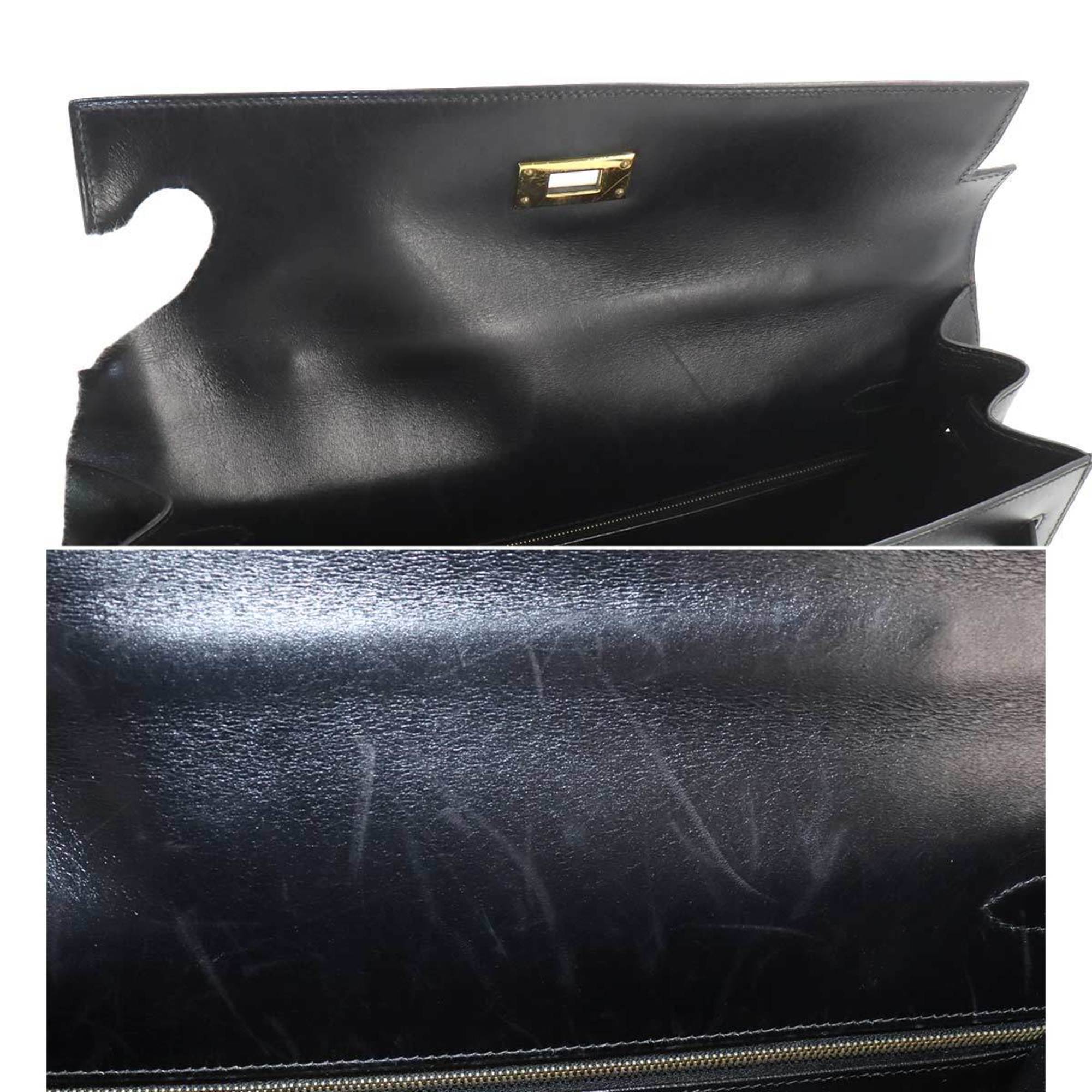 Hermes Kelly 35 handbag, box calf, black, F stamp, gold hardware, outside stitching,