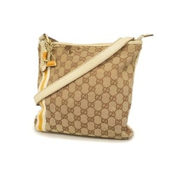 Gucci Shoulder Bag GG Canvas 144388 Ivory Brown Women's