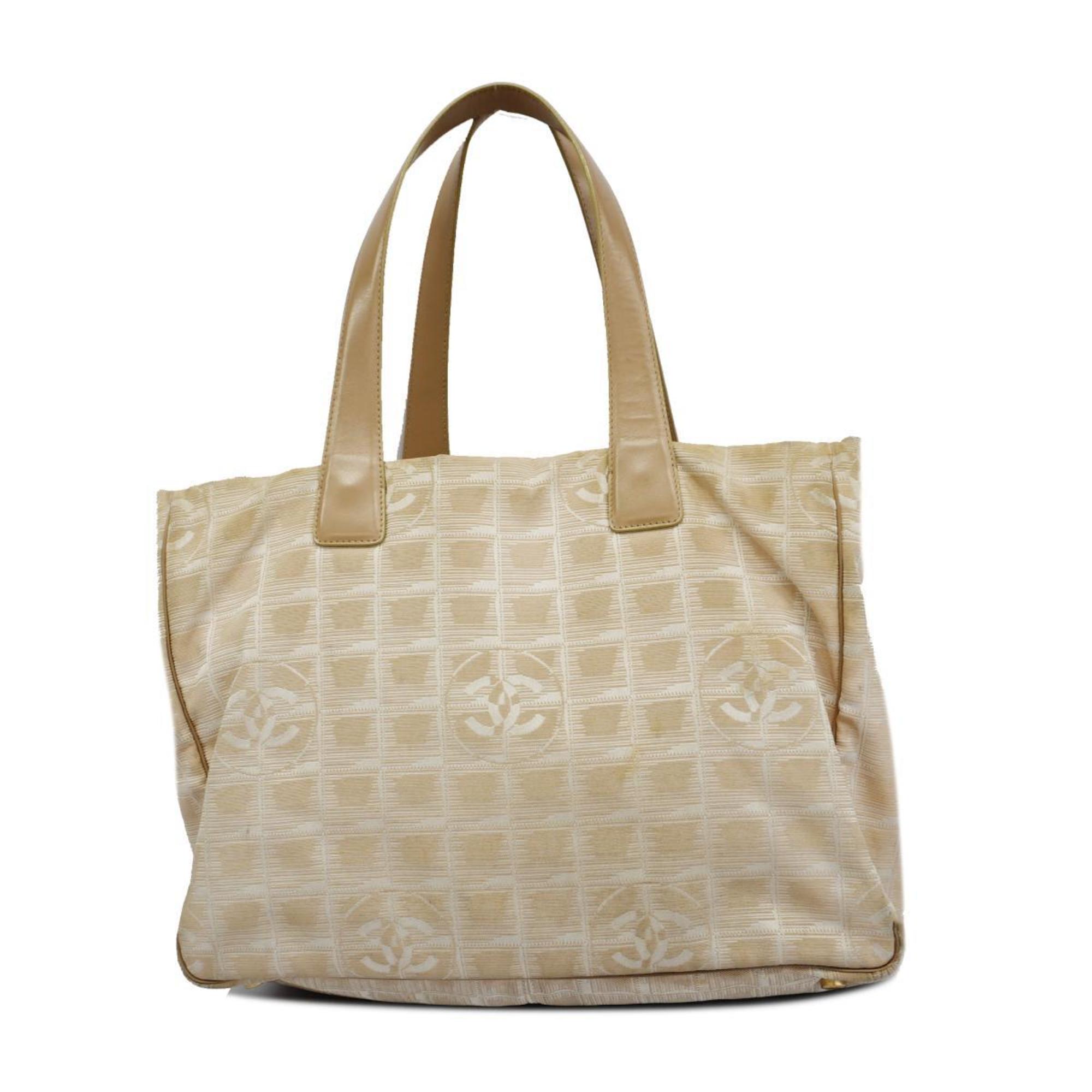 Chanel Tote Bag New Travel Nylon Beige Champagne Women's