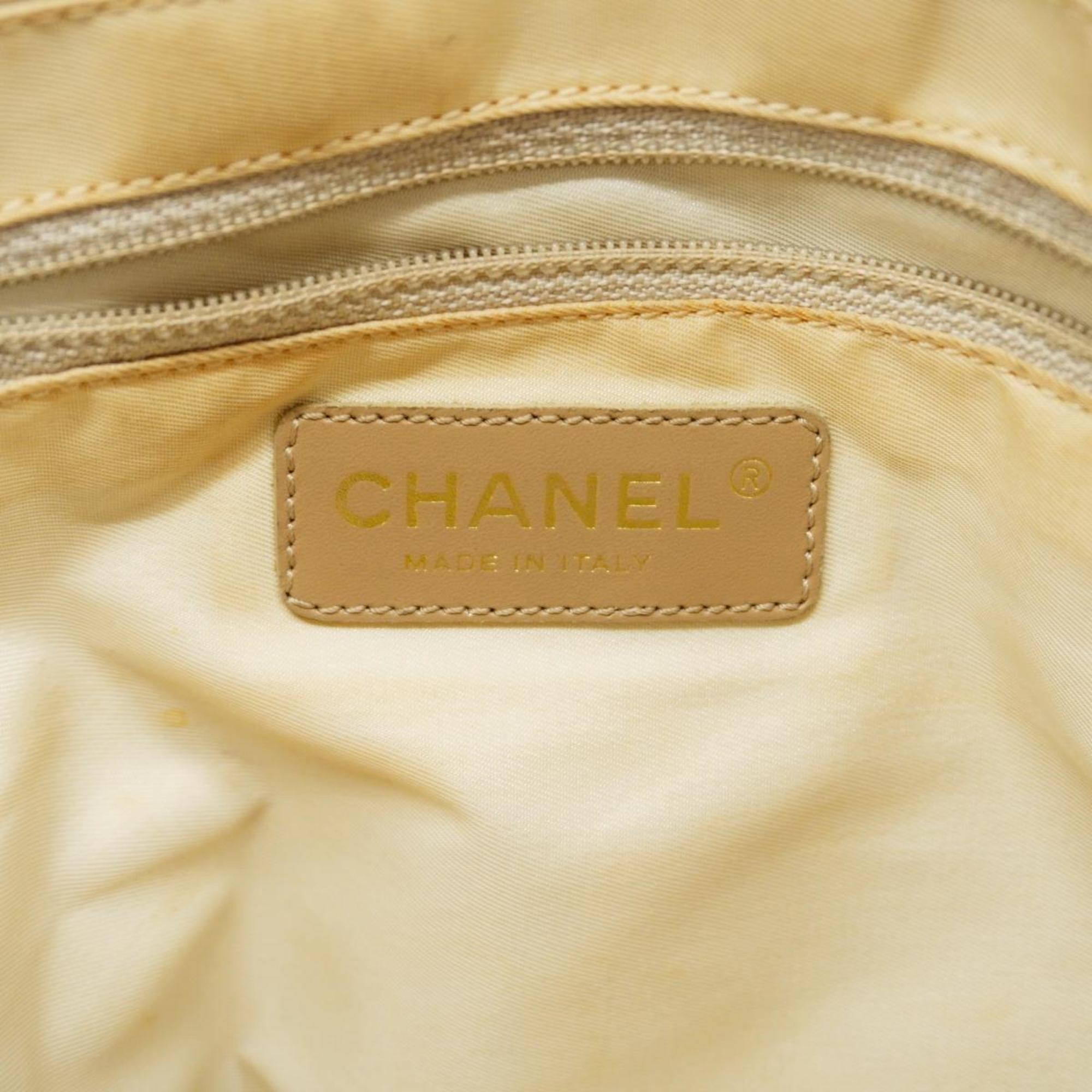 Chanel Tote Bag New Travel Nylon Beige Champagne Women's