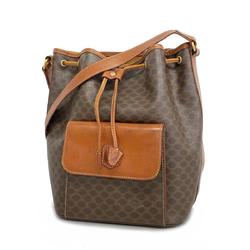 Celine Shoulder Bag Macadam Leather Brown Women's