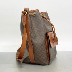 Celine Shoulder Bag Macadam Leather Brown Women's