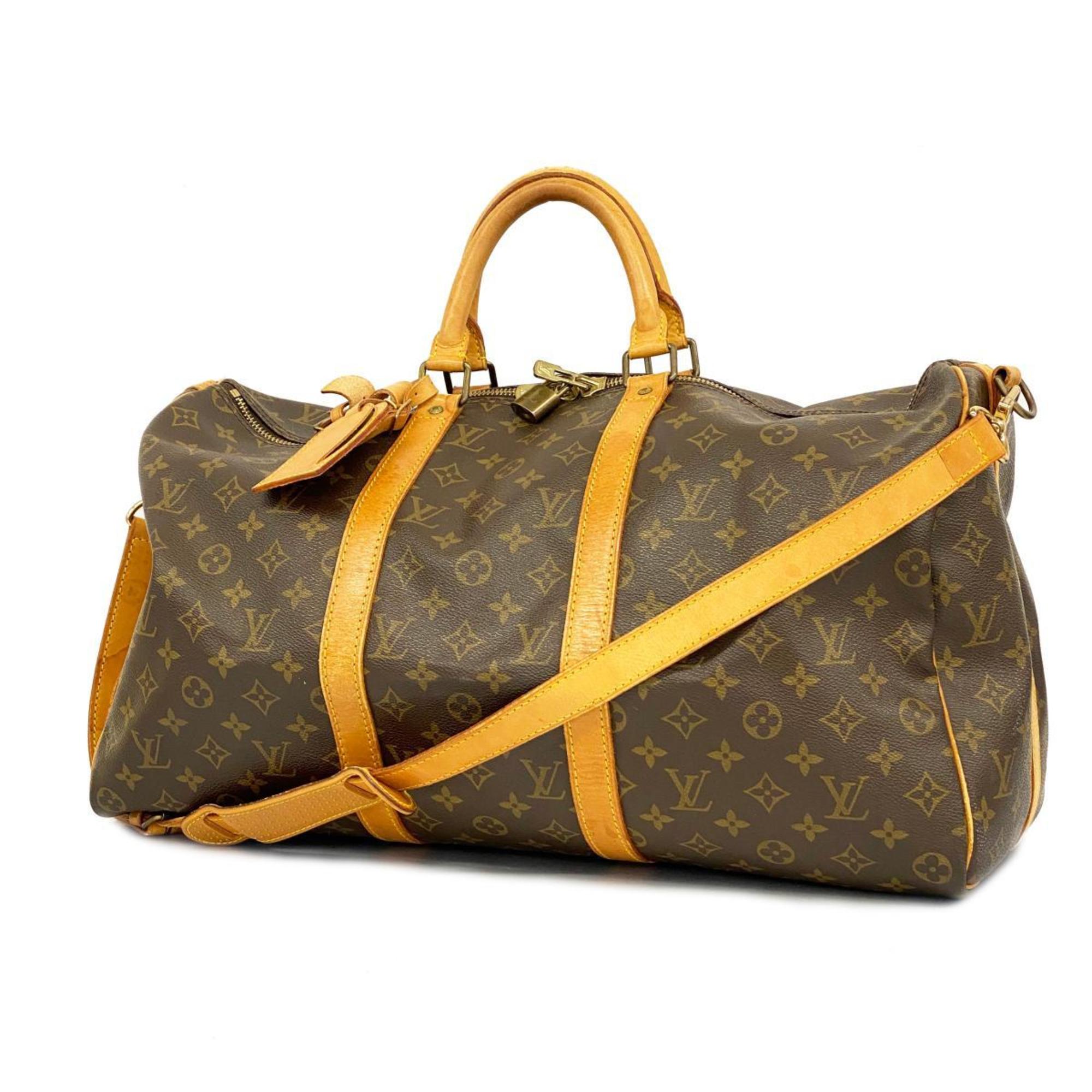 Louis Vuitton Boston Bag Monogram Keepall Bandouliere 50 M41416 Brown Men's Women's