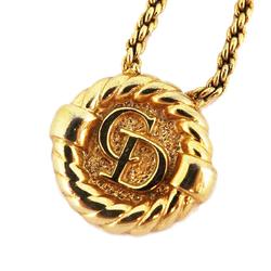 Christian Dior Necklace CD Circle GP Plated Gold Women's