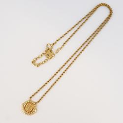 Christian Dior Necklace CD Circle GP Plated Gold Women's