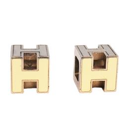 Hermes Earrings, Cage d'Ash, Metal, Silver, White, Women's