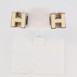 Hermes Earrings, Cage d'Ash, Metal, Silver, White, Women's