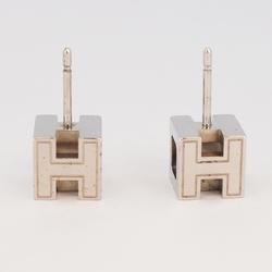 Hermes Earrings, Cage d'Ash, Metal, Silver, White, Women's