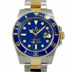 Rolex ROLEX Submariner Date Combi 116613GLB Random Number Roulette 8P Diamond Men's Watch Blue K18YG Yellow Gold Automatic Self-Winding