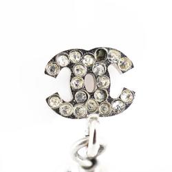 Chanel earrings with Coco mark, ball, rhinestone, metal, silver, B11P, for women