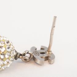 Chanel earrings with Coco mark, ball, rhinestone, metal, silver, B11P, for women