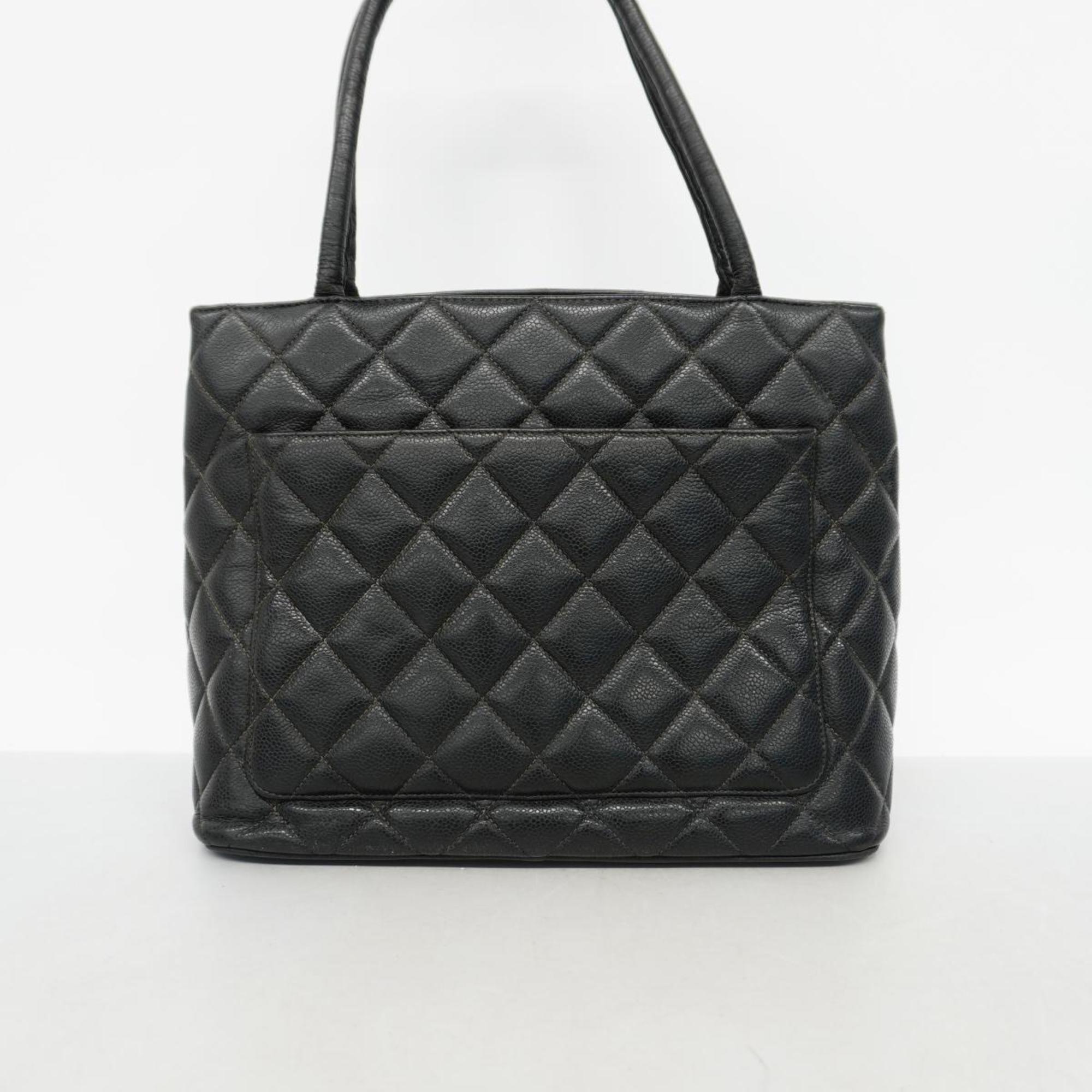 Chanel Tote Bag Reproduction Caviar Skin Black Women's