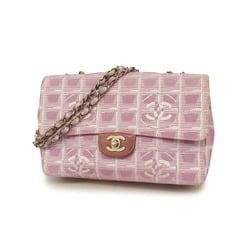 Chanel Shoulder Bag New Travel W Chain Nylon Pink Women's