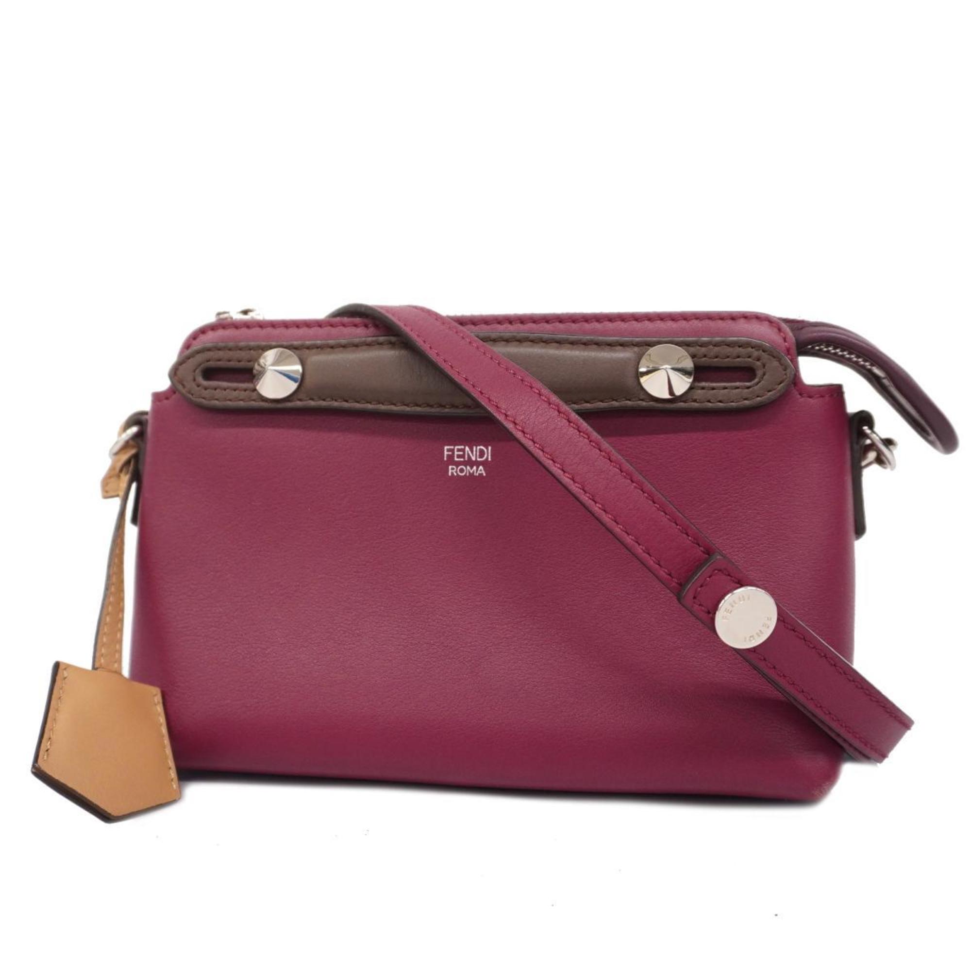 Fendi Handbag By The Way Leather Bordeaux Women's