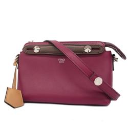 Fendi Handbag By The Way Leather Bordeaux Women's