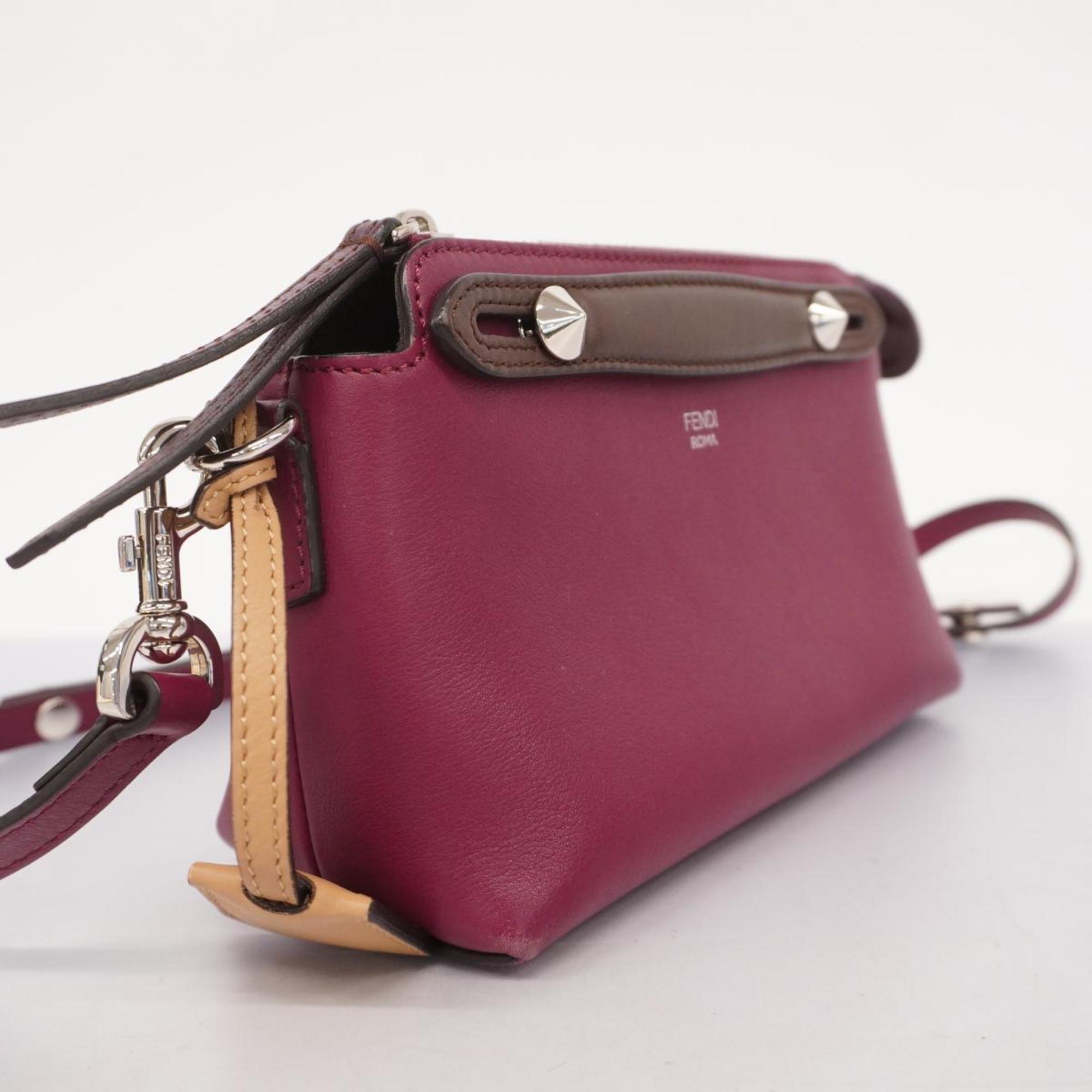 Fendi Handbag By The Way Leather Bordeaux Women's