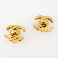 Chanel Earrings Turn Lock GP Plated Gold 95A Women's