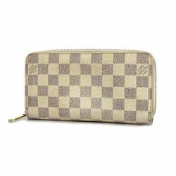 Louis Vuitton Long Wallet Damier Azur Zippy N60019 White Men's Women's