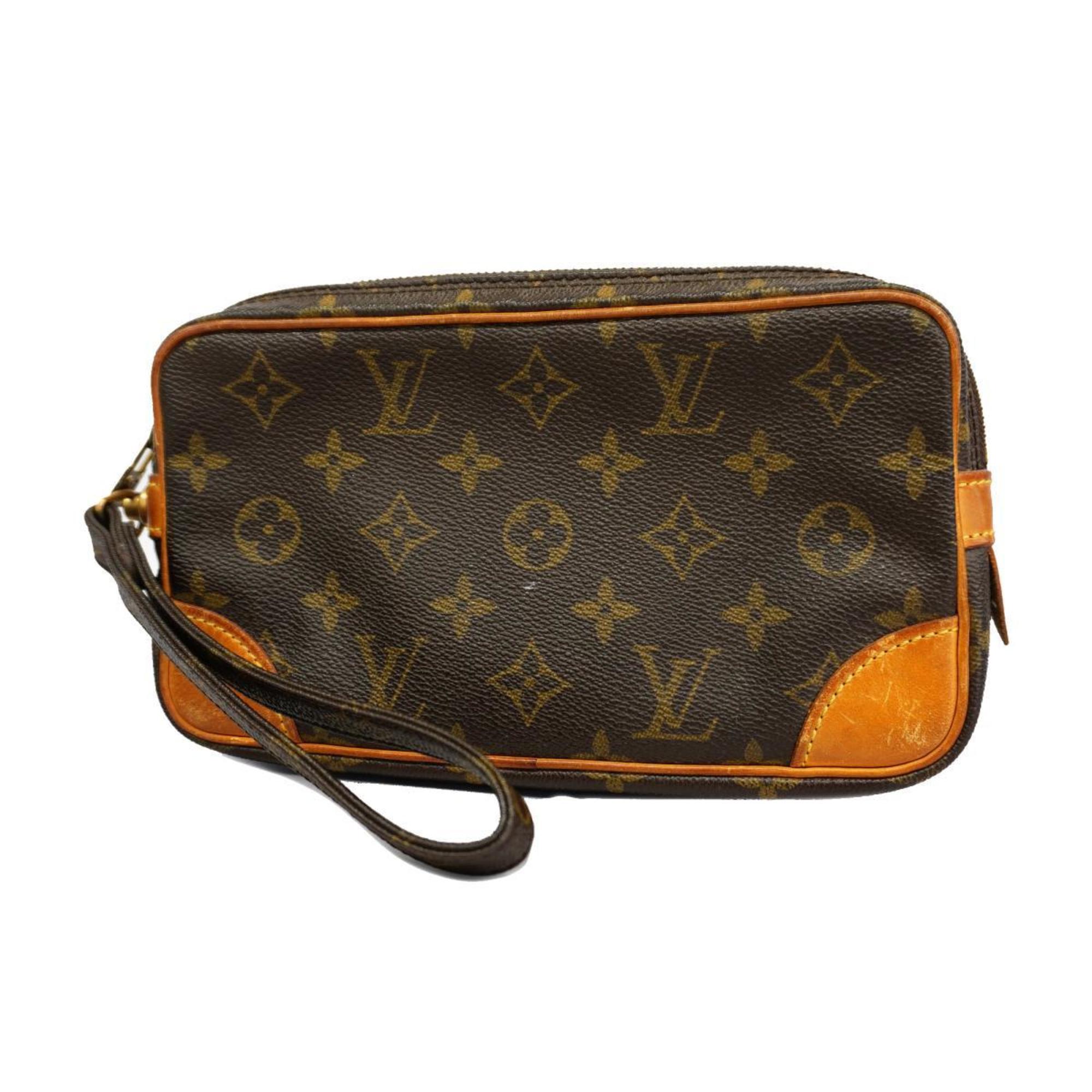 Louis Vuitton Clutch Bag Monogram Marly Dragonne PM M51827 Brown Women's