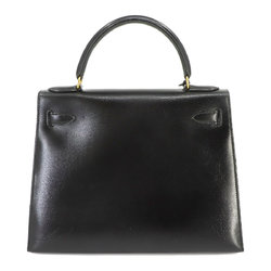 Hermes Kelly 28 2way hand shoulder bag, box calf leather, black, V engraved, outer stitching, gold hardware,