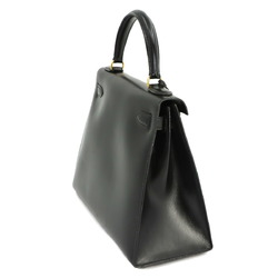 Hermes Kelly 28 2way hand shoulder bag, box calf leather, black, V engraved, outer stitching, gold hardware,