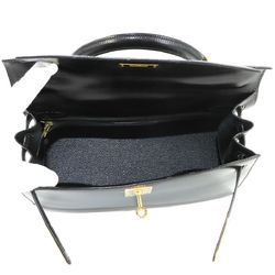 Hermes Kelly 28 2way hand shoulder bag, box calf leather, black, V engraved, outer stitching, gold hardware,