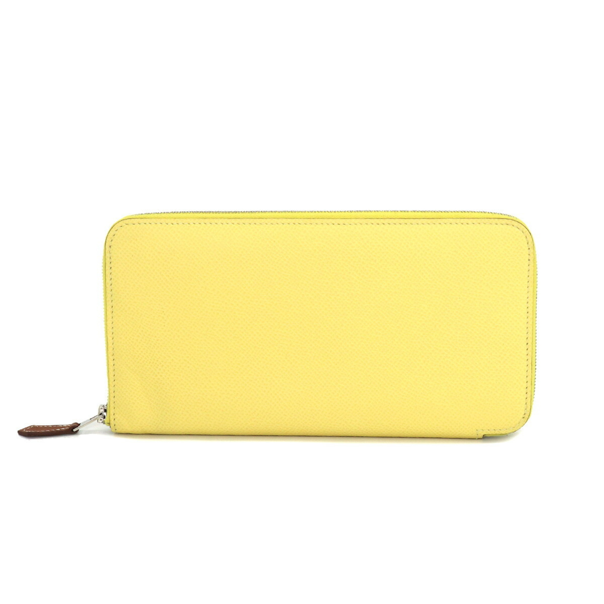 Hermes Azapp Long Silkin Round Wallet Epson Jaune Poussin Z Stamp