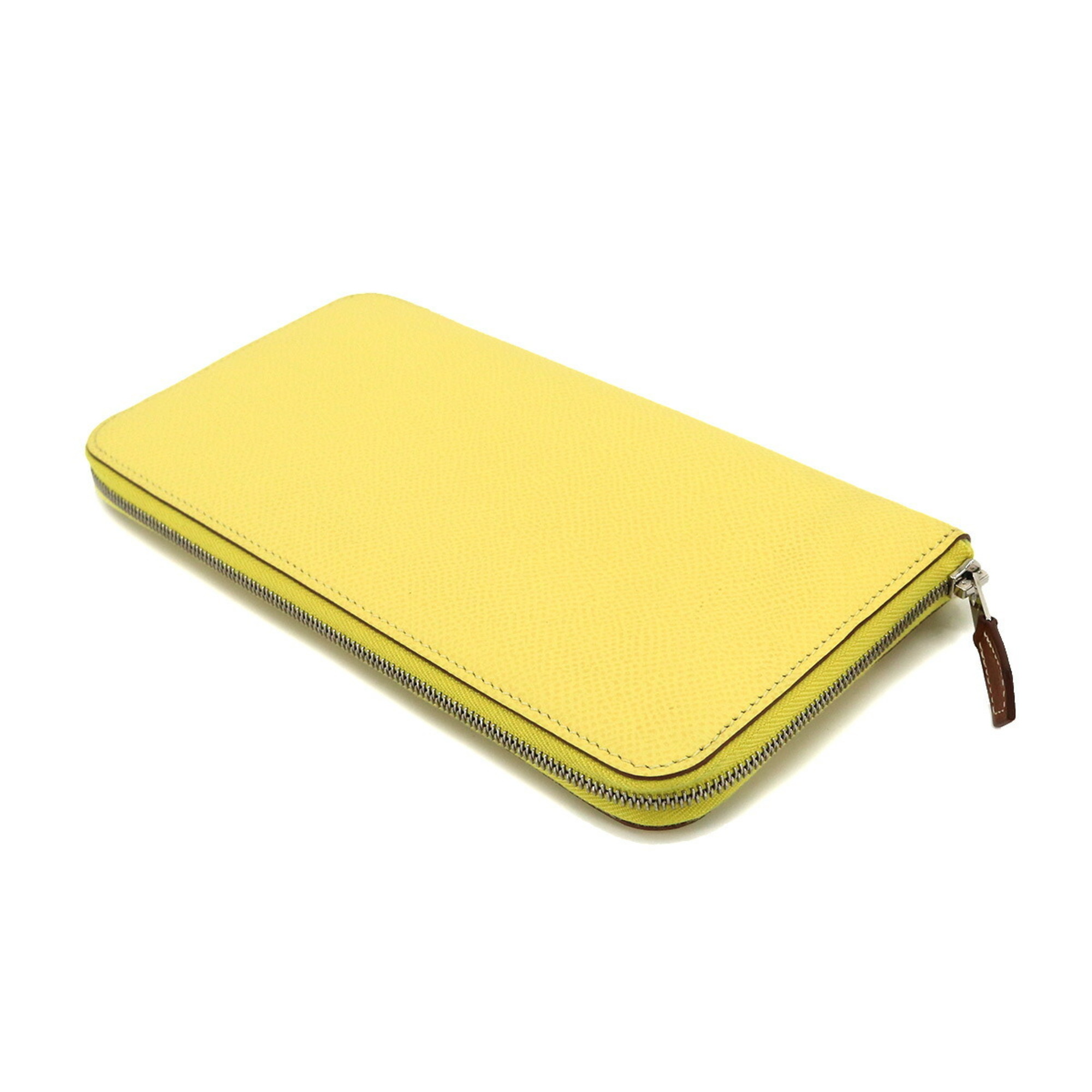 Hermes Azapp Long Silkin Round Wallet Epson Jaune Poussin Z Stamp