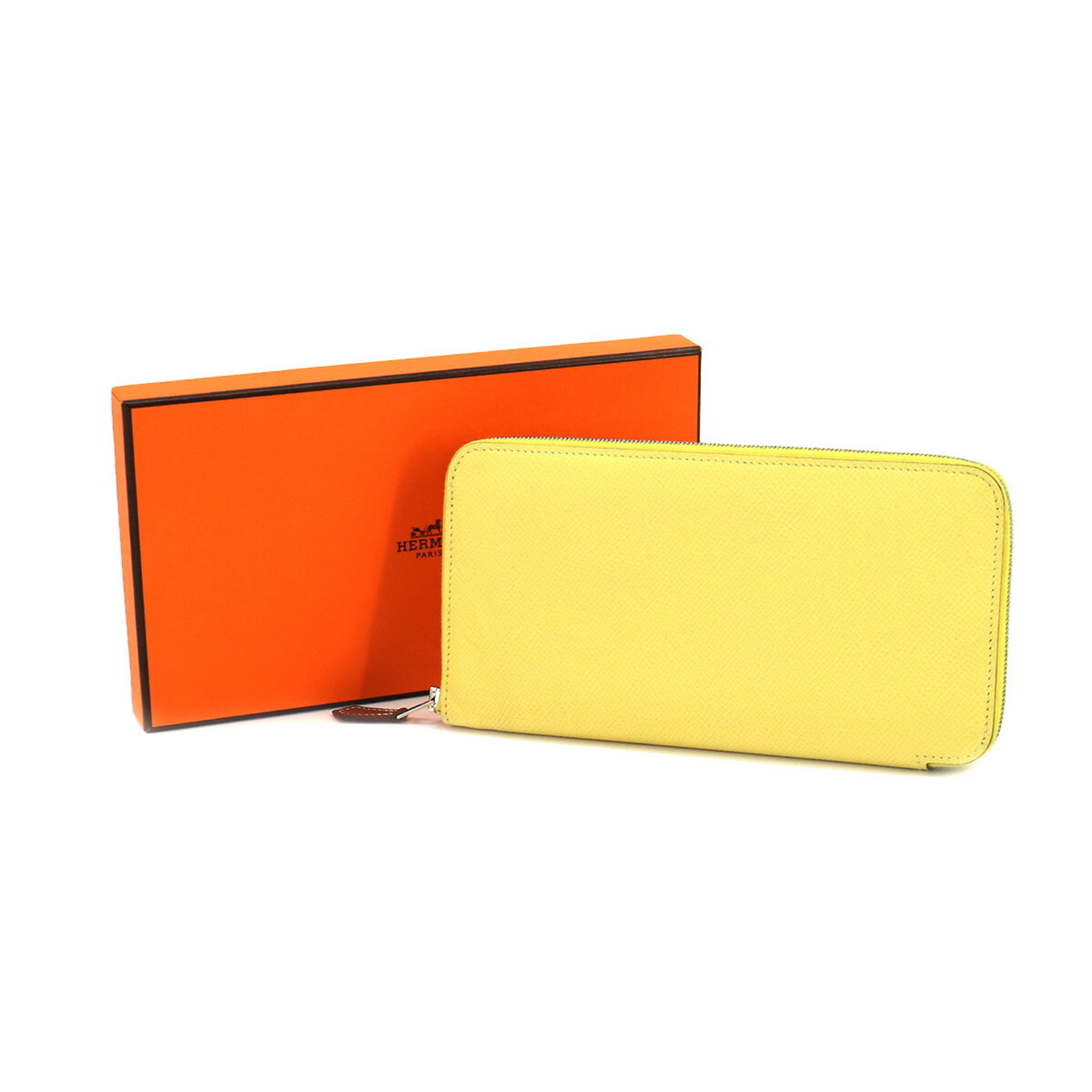 Hermes Azapp Long Silkin Round Wallet Epson Jaune Poussin Z Stamp